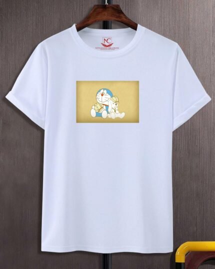Doraemon Adventures Graphic-Printed White Tee-386