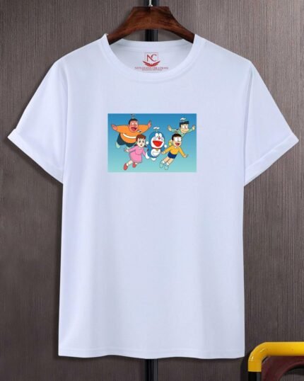 Doraemon Graphic Printed White T-Shirt-406