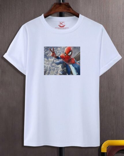 Spider-Man Graphic Print White T-Shirt-417