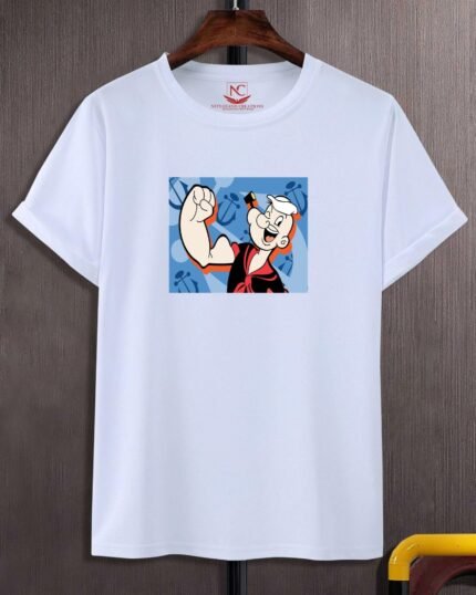 Popeye Graphic Printed White T-Shirt-439