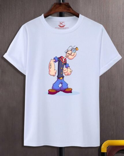 Popeye Graphic Printed White T-shirt-443