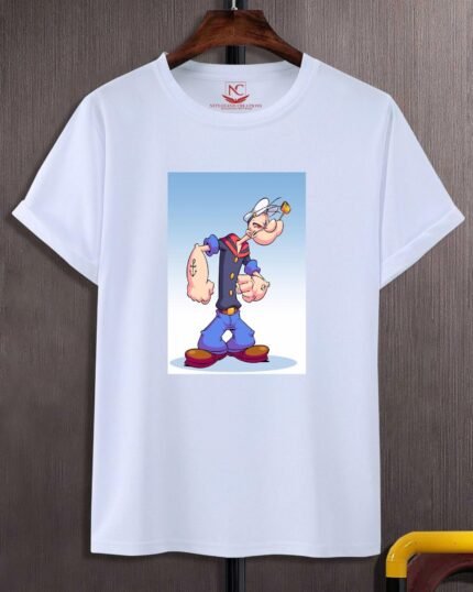 Popeye Graphic Printed White T-shirt-444