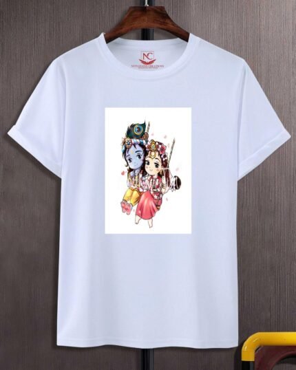Radha Krishna Graphic Printed White T-shirt-466