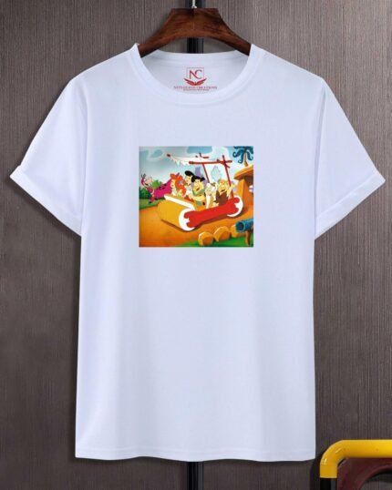 Barney Rubble Graphic Printed White T-Shirt-470