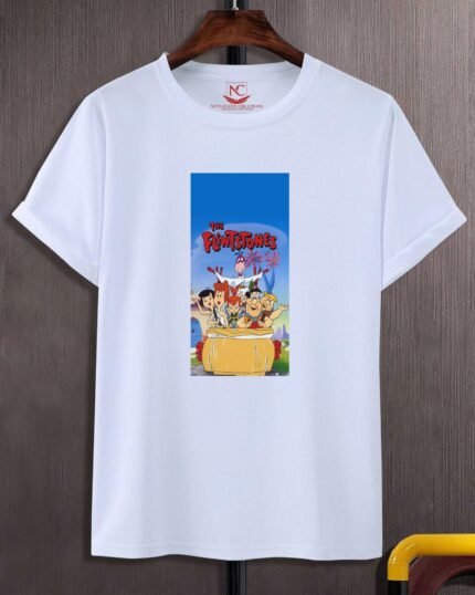 Fred Flintstone Graphic Print White T-shirt-474