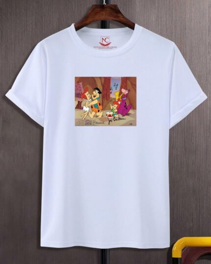 Fred Flintstone Graphic Print White T-shirt-478