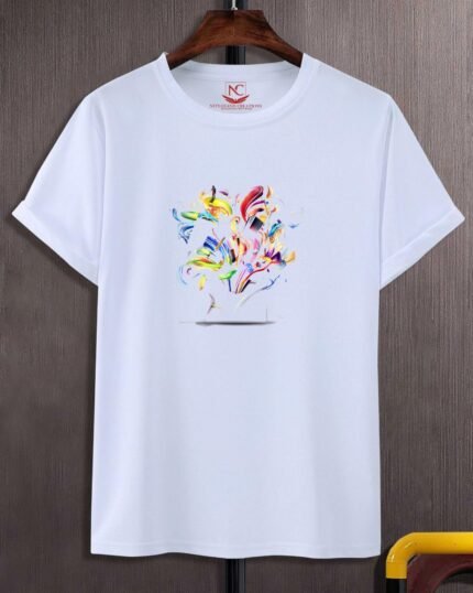 Creative Art Graphic Printed White T-Shirt-494