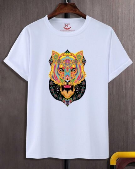 Fierce Tiger Graphic Printed White T-Shirt-498