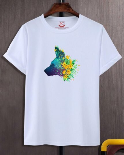 Playful Pup Graphic White T-Shirt-499