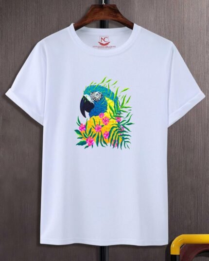 Parrot Graphic Printed White T-Shirt-504