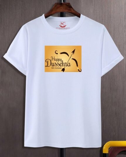 Vibrant Vijayadashami Graphic Printed White T-Shirt-542
