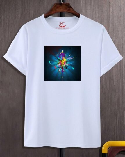 Colorful Graphic Print White T-Shirt-547