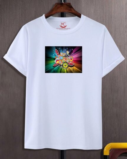 Music Graphic Printed White T-Shirt-548
