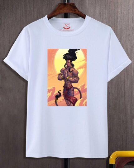 Hanuman Graphic Printed White T-Shirt-560