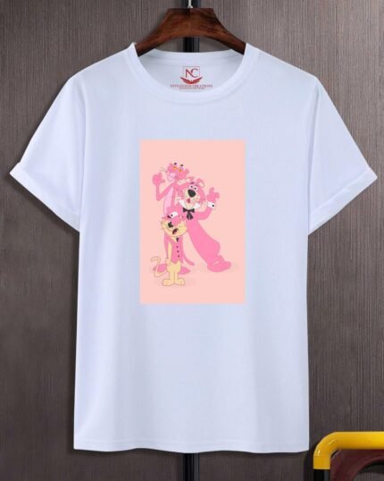 Pink Panther Graphic Printed White T-Shirt-567