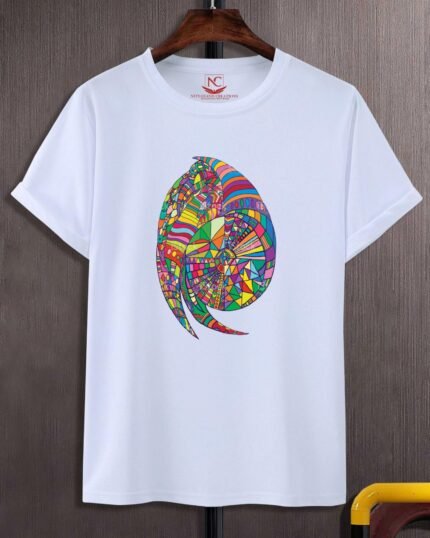 Mandala Graphic Printed White T-Shirt-578