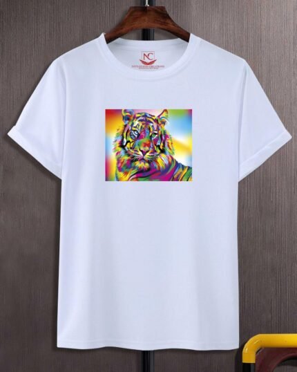 Fierce Tiger Head Graphic White T-Shirt-590