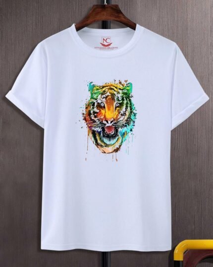 Fierce Tiger Head Graphic White T-Shirt-591