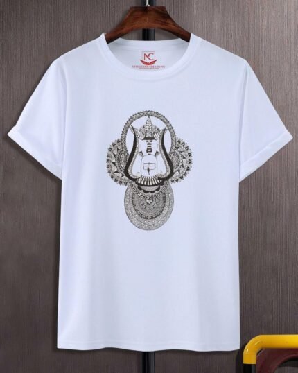 Shiva Graphic Printed White T-Shirt-599