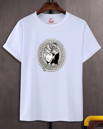Lord Krishna Graphic Printed White T-Shirt-600