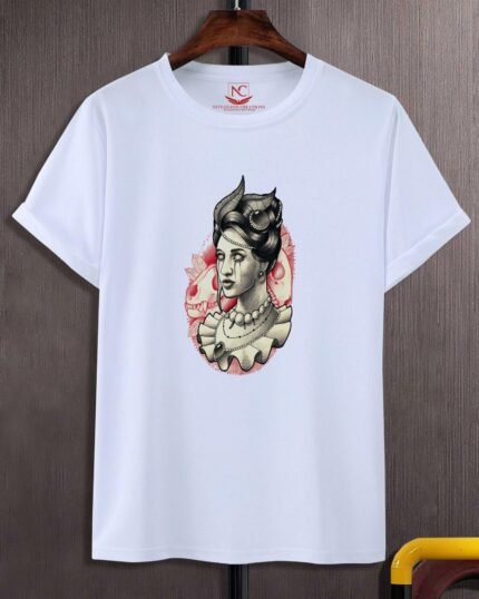 Victorian Woman Graphic Printed White T-Shirt-603
