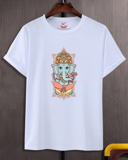 Ganesh Graphic Printed White T-Shirt-616