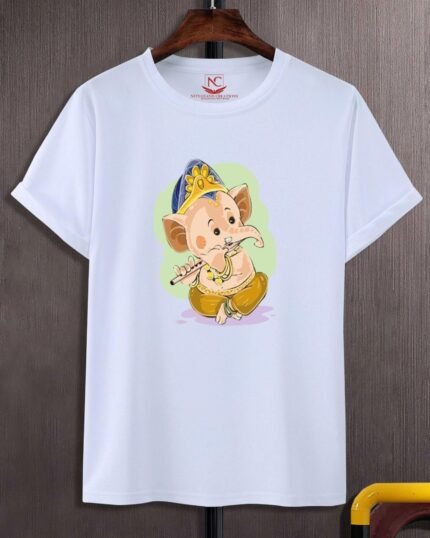 Divine Ganesh Ji Graphic Printed White T-Shirt-628