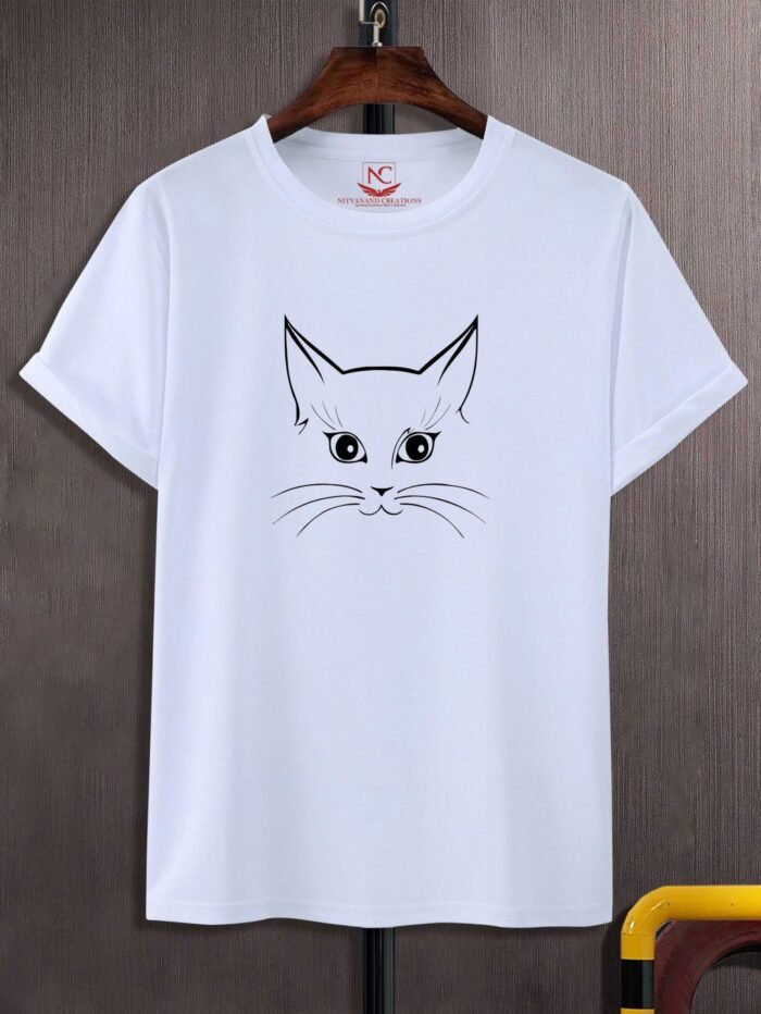 Cat Lovers Unite Adorable Cat Graphic Printed White T-Shirt-640