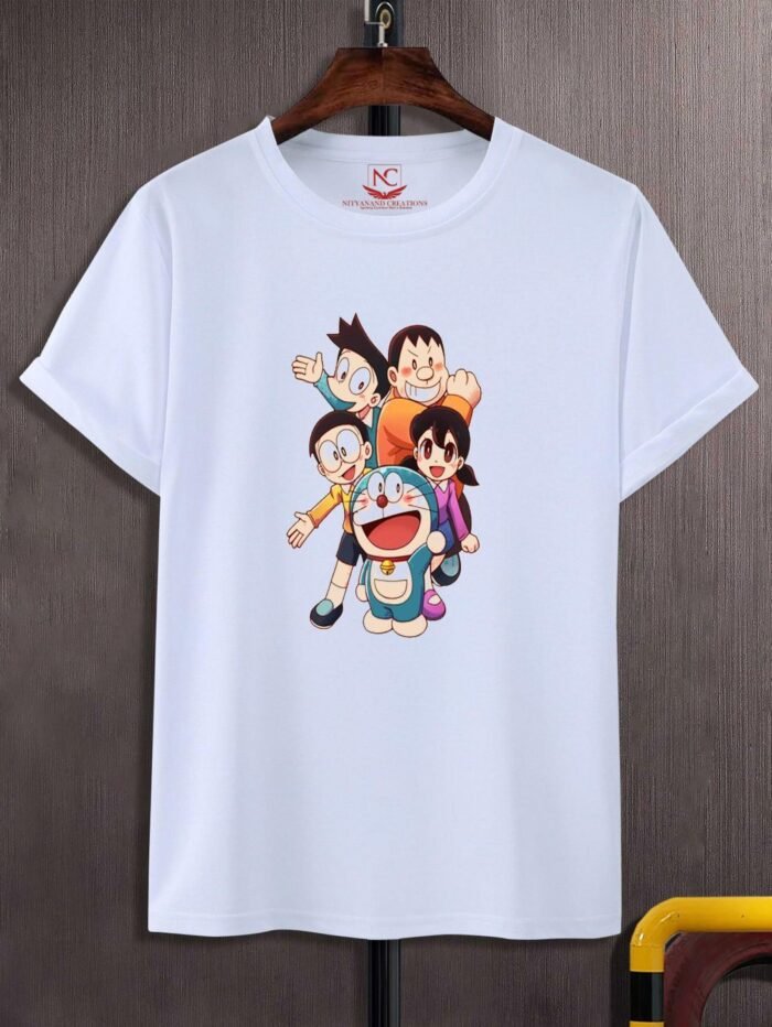 Doraemon Team Friendship Adventures Graphic Printed White T-Shirt-647