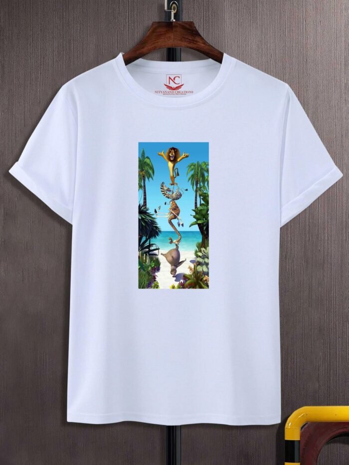 "Madagascar Movie" Graphic Printed Polyester T-Shirt