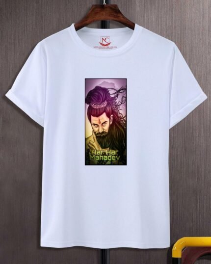Har Har Mahadev Graphic Printed White T-Shirt