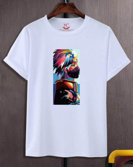 Round Neck kakashi Printed White T-shirt-Lightweight & Stylish