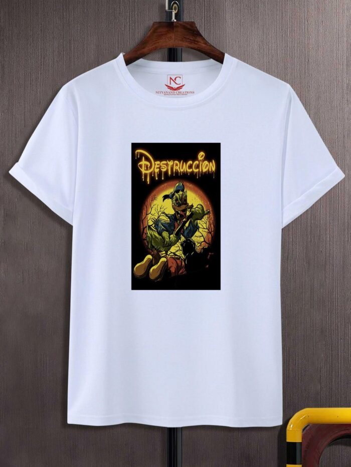 "Destruccion Donald Duck" Printed White T-Shirt