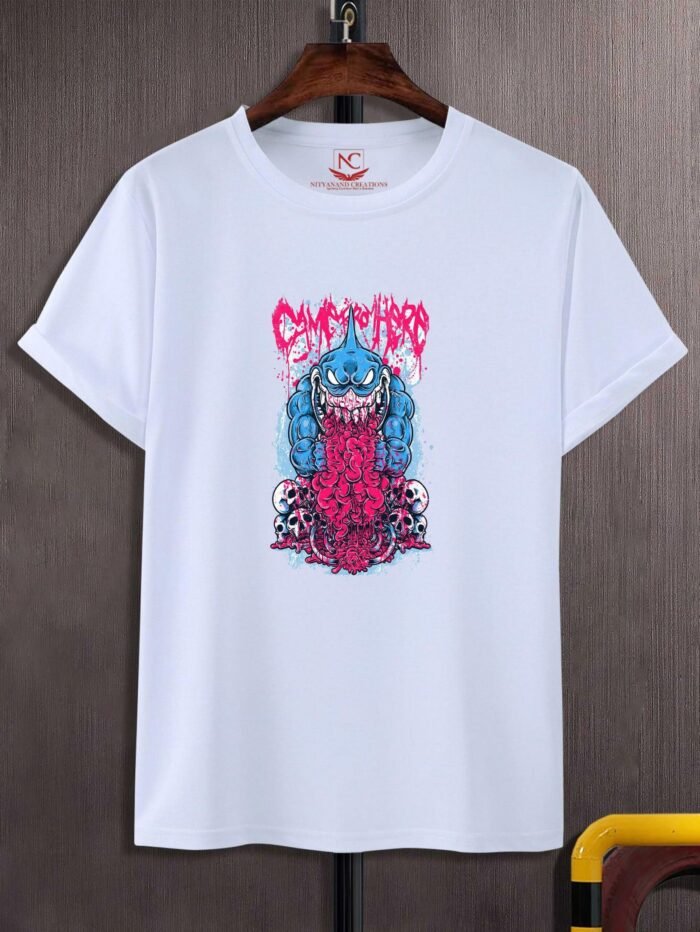 "Monster of the Sea" Graphic Printed Polyester T-Shirt