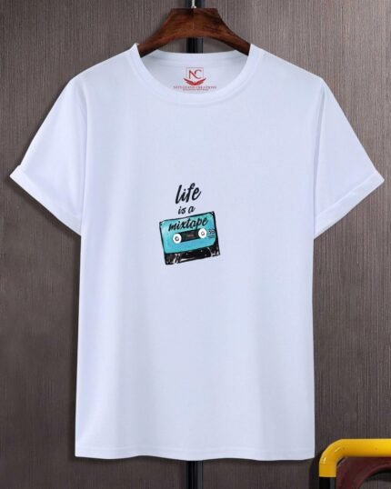 Life is a Mixtape Graphic Printed Polyester T-Shirt-110219