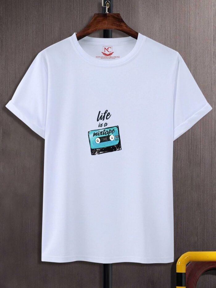 Life is a Mixtape Graphic Printed Polyester T-Shirt-110219