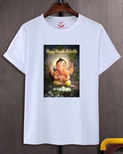 Happy Ganesh Chaturthi Graphic Printed Polyester T-Shirt