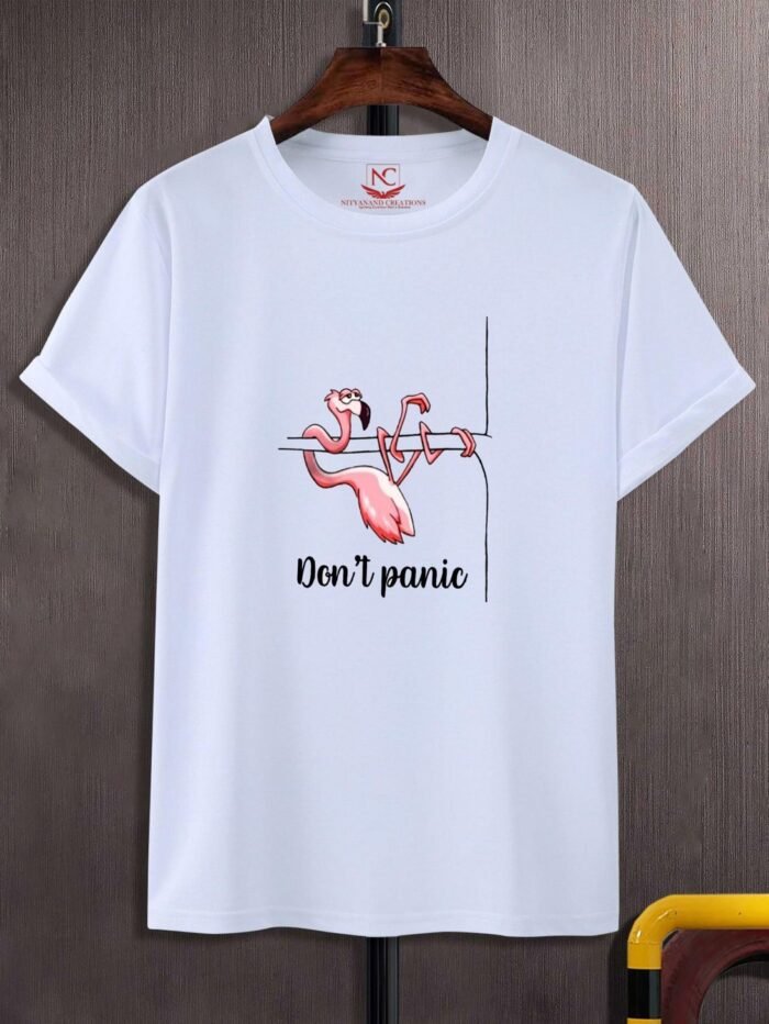 Don't Panic Swan Round Neck T-Shirt for Men