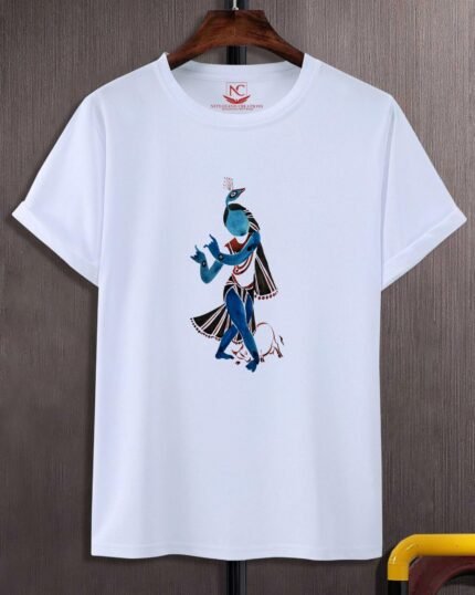 Shree Krishna Painting Round Neck T-Shirt for Men