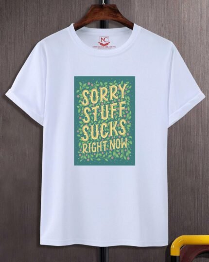 Hand-Drawn Funny Lettering Quote Round Neck T-Shirt for Men