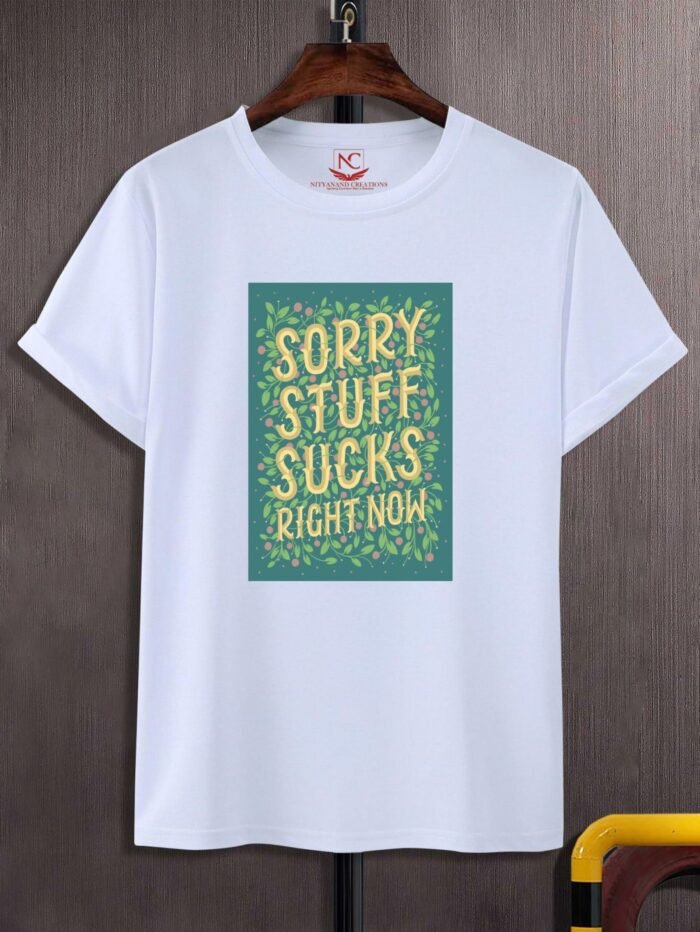 Hand-Drawn Funny Lettering Quote Round Neck T-Shirt for Men