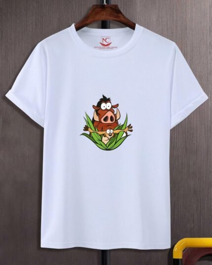 Timon & Pumbaa Graphic Printed White T-shirt