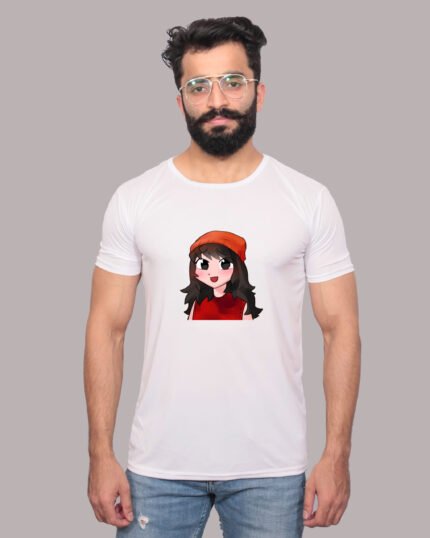 Cute Girl Graphic Printed White Tee Style with a Smile-1200285