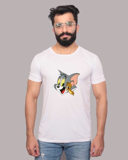 Tom and Jerry Mischief Graphic Printed White Tee-1200292