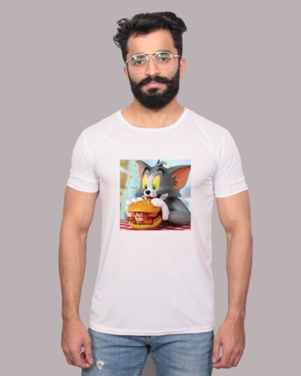 Tom and Jerry Mischief Graphic Printed White Tee-1200304