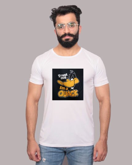 Daffy Duck Madness Graphic Printed White Tee-1200305