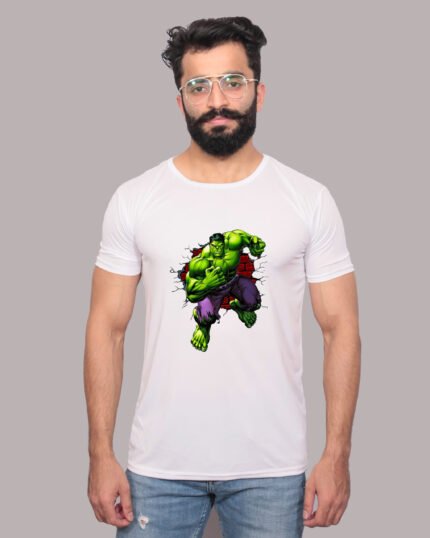 Hulk Smash Graphic Printed White T-Shirt-1200341